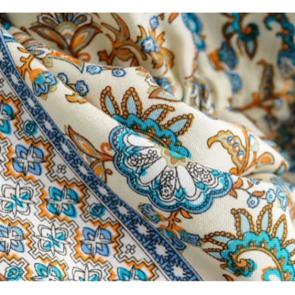 SOLD OUT Bohemian Floral Paisley Short Sleeve Romper - Picture 6 of 6